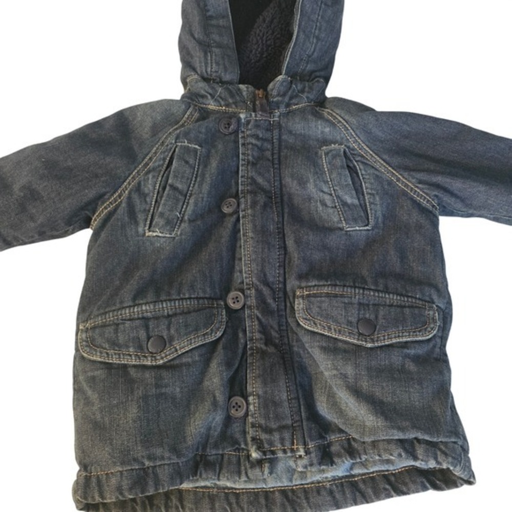 Baby Gap Toddler Boys Dark Wash Denim Sherpa Lined Jacket Blue 2 Years